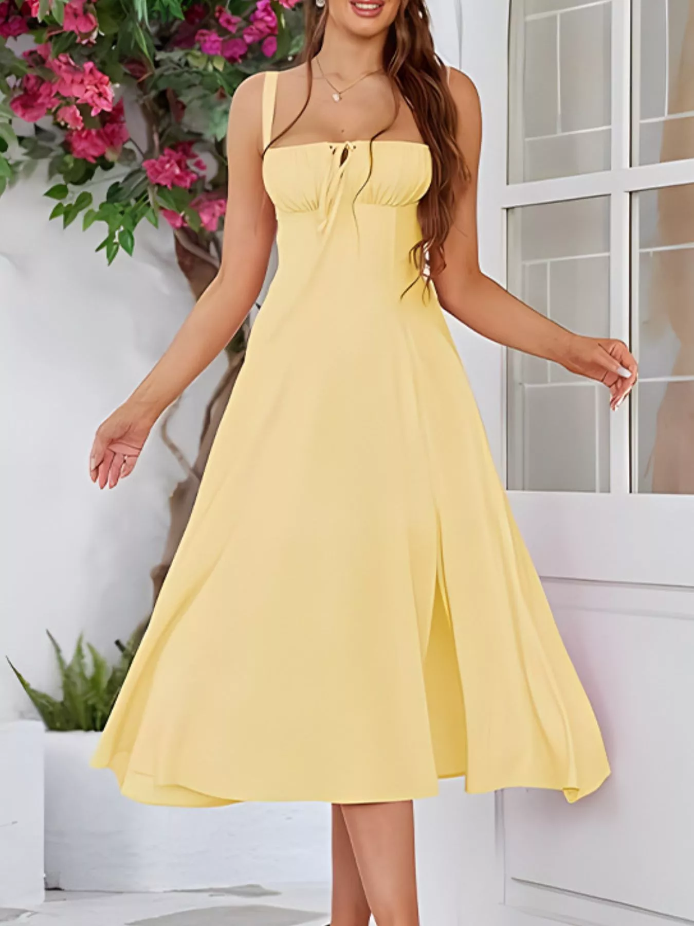 Tie-Front A-Line Midi Dress - Image 5