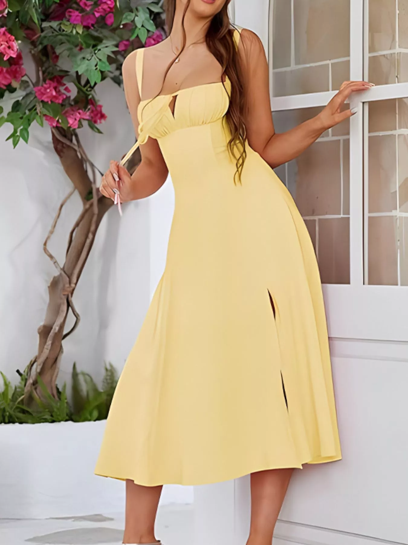 Tie-Front A-Line Midi Dress - Image 7