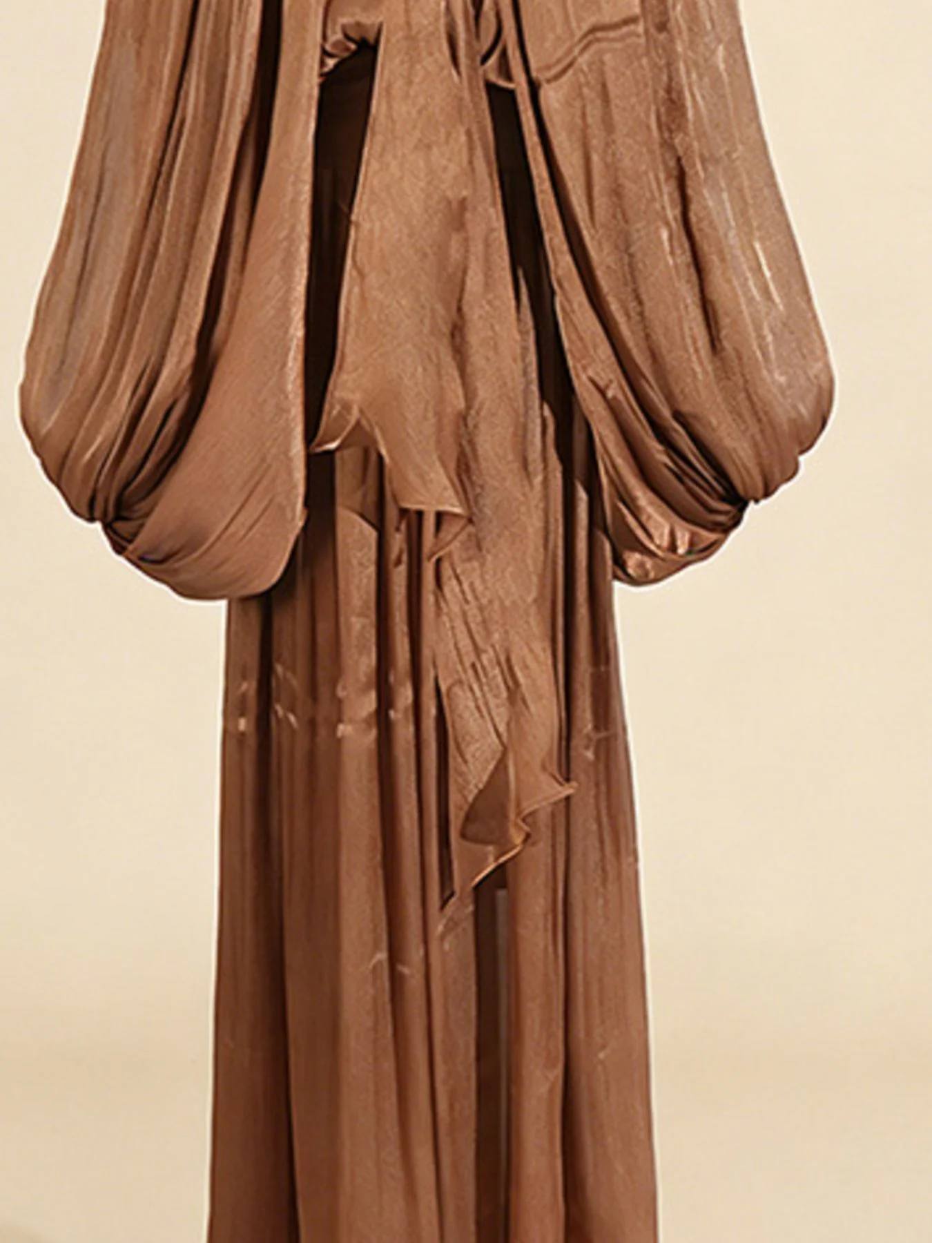 Tie Front Balloon Sleeve Midi Dress - Image 7