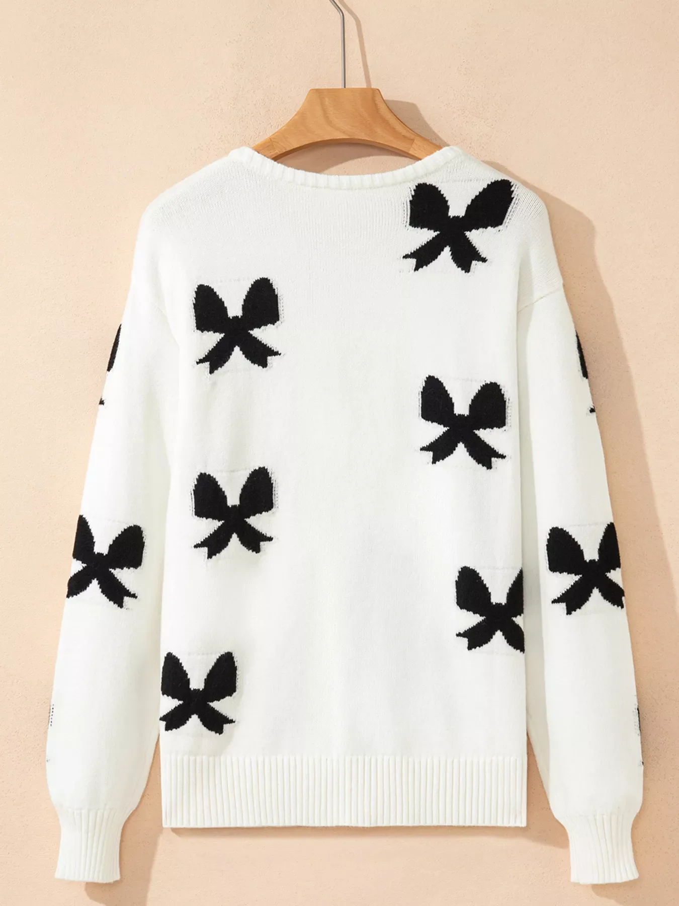 Tie Front Bow Pattern Cardigan - Image 4