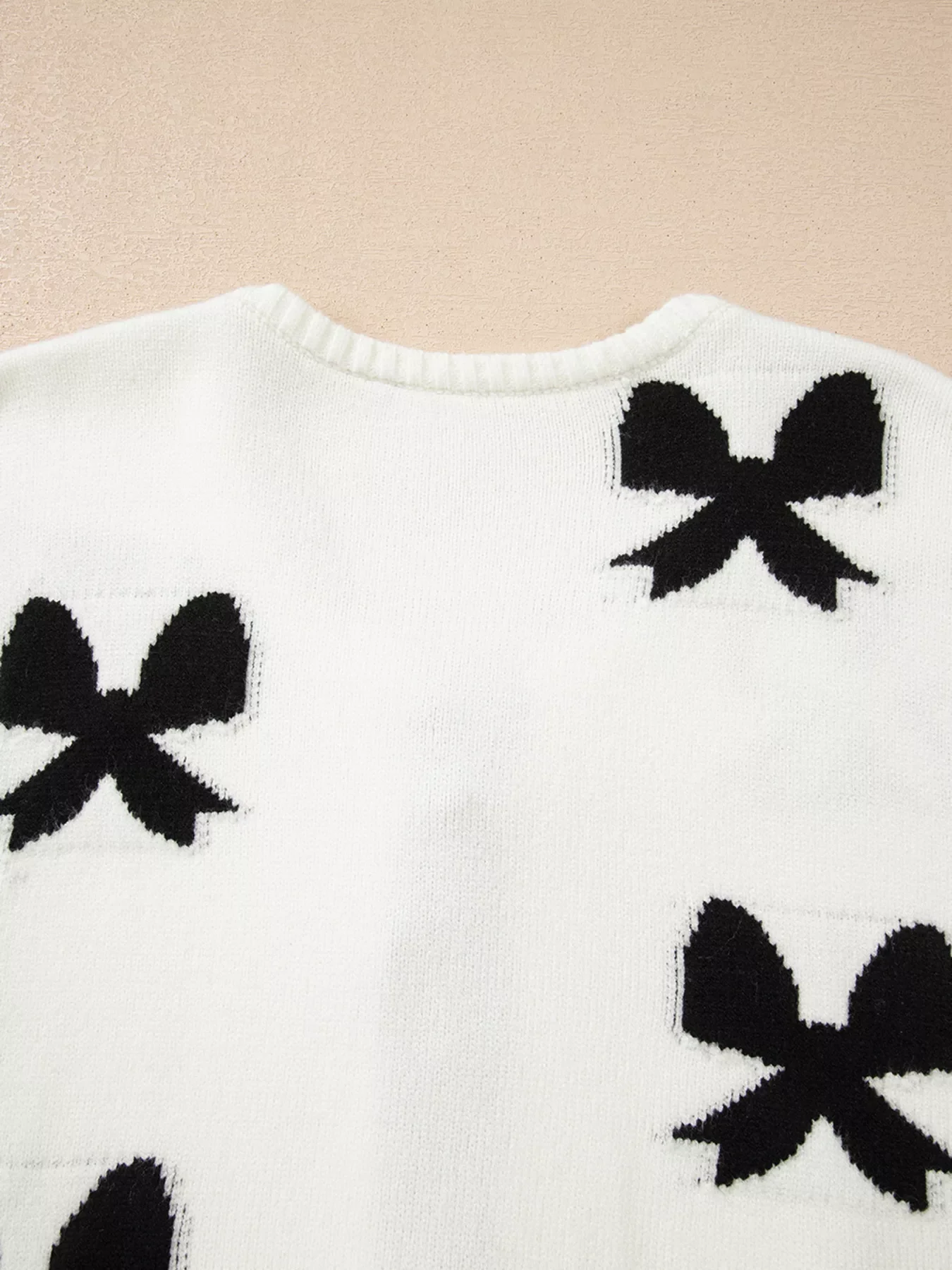 Tie Front Bow Pattern Cardigan - Image 7