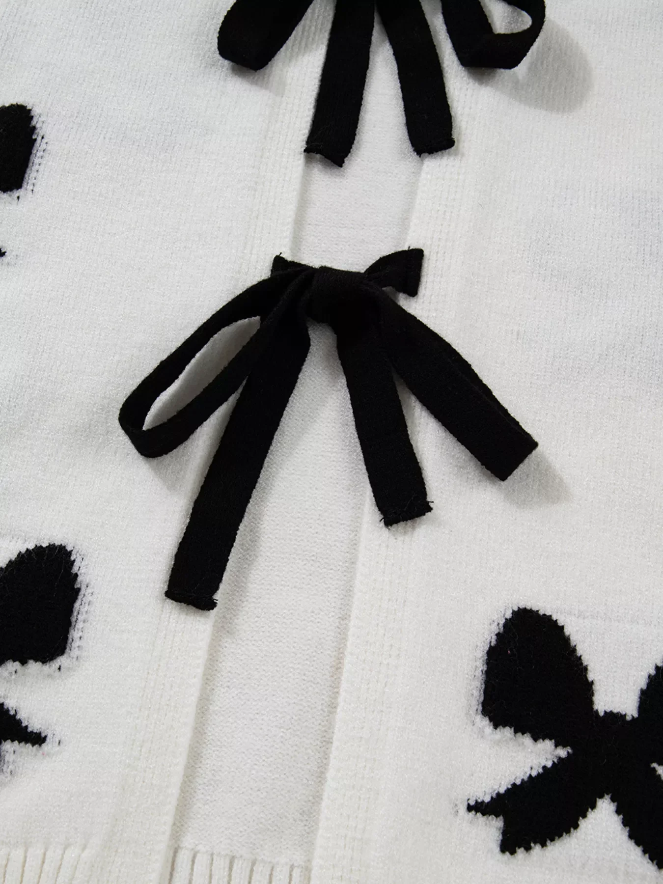 Tie Front Bow Pattern Cardigan - Image 9