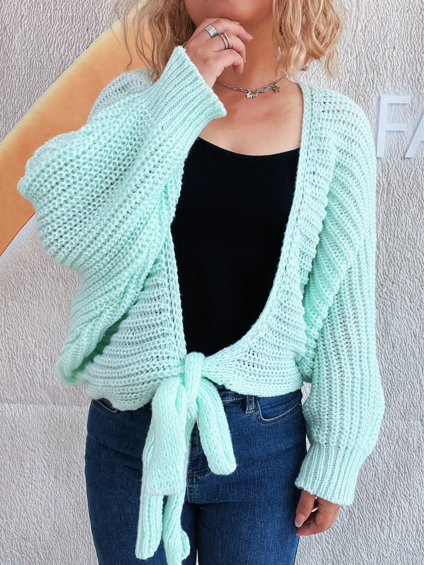 Tie Front Long Sleeve Cardigan - Image 13