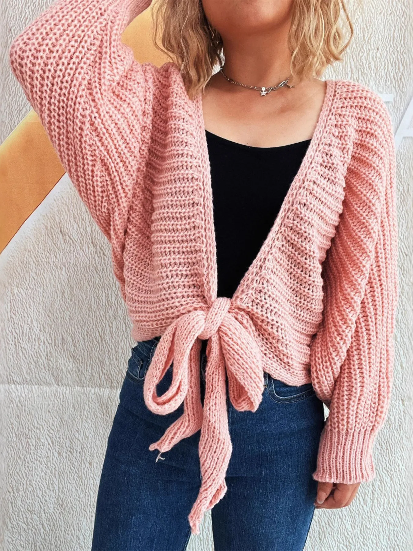 Tie Front Long Sleeve Cardigan - Image 7