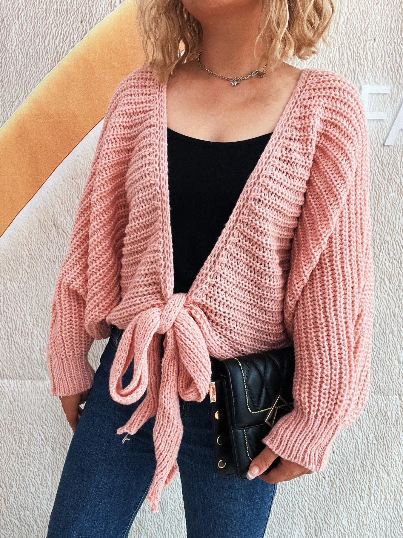 Tie Front Long Sleeve Cardigan - Image 9