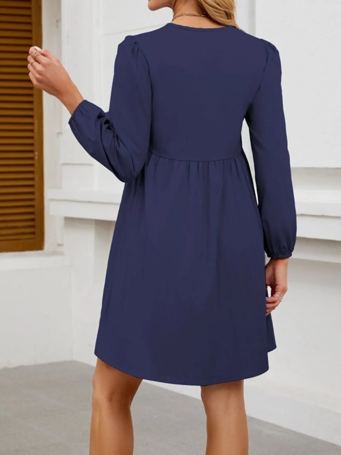 Tie Front Long Sleeve Mini Dress - Image 9