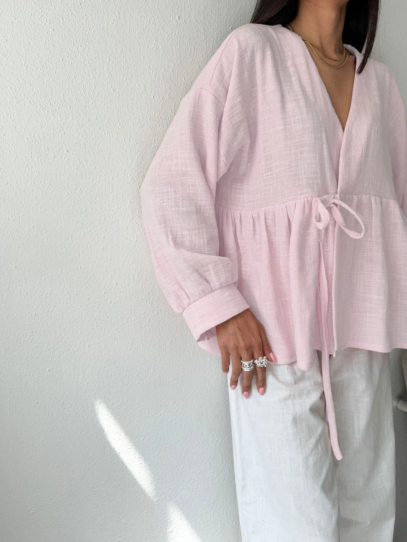 Tie Front Long Sleeve Shirt - Image 4