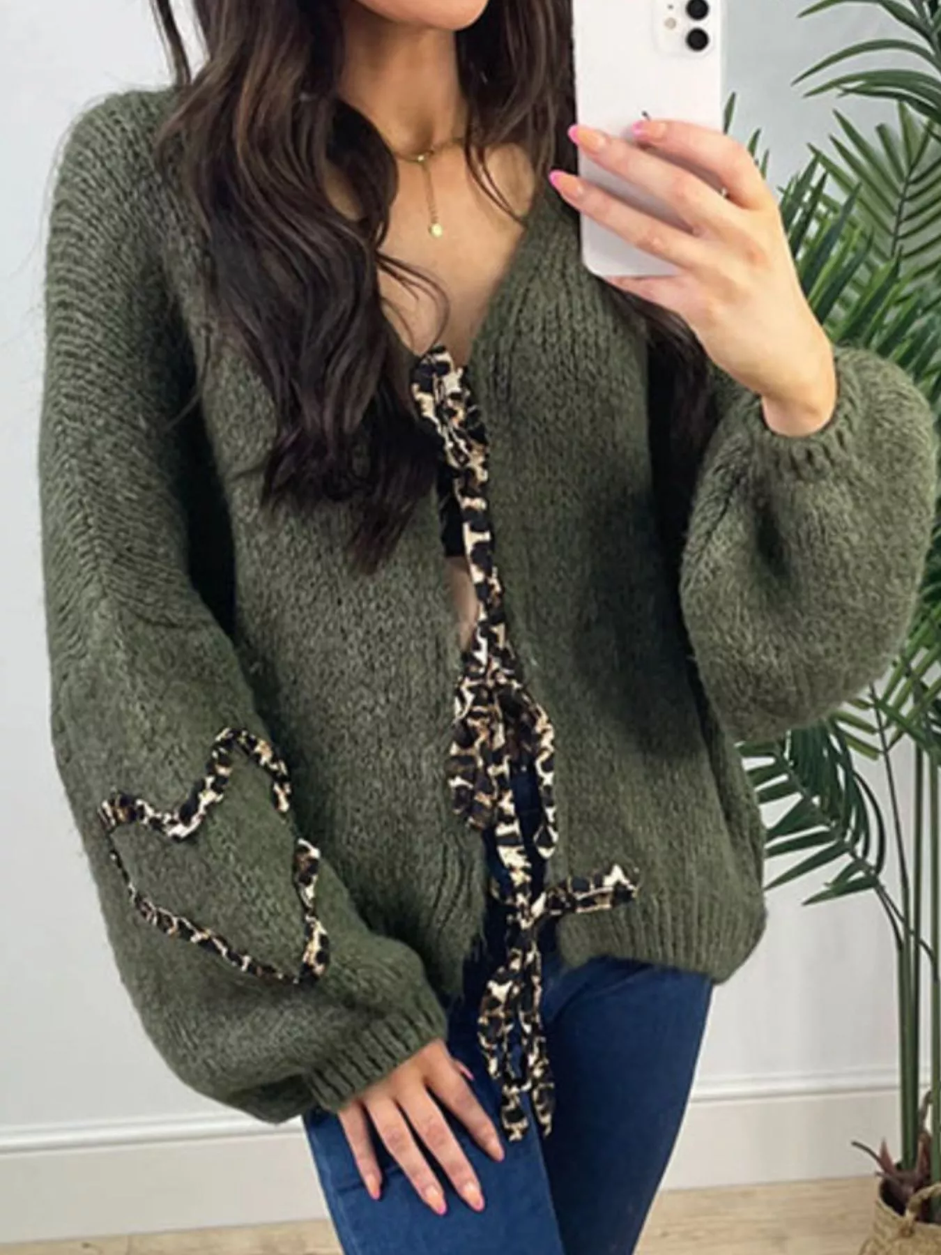 Tie Front Long Sleeve Sweater - Image 14