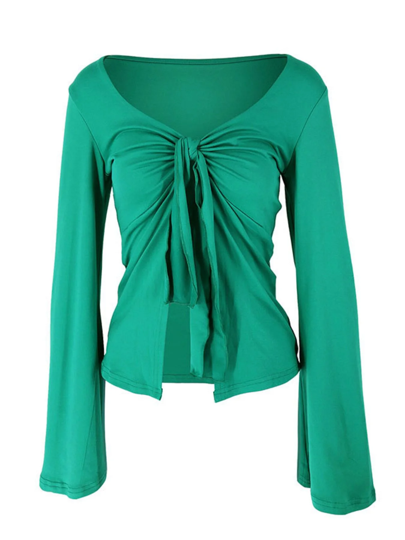 Tie-Front Long Sleeve T-Shirt - Image 16