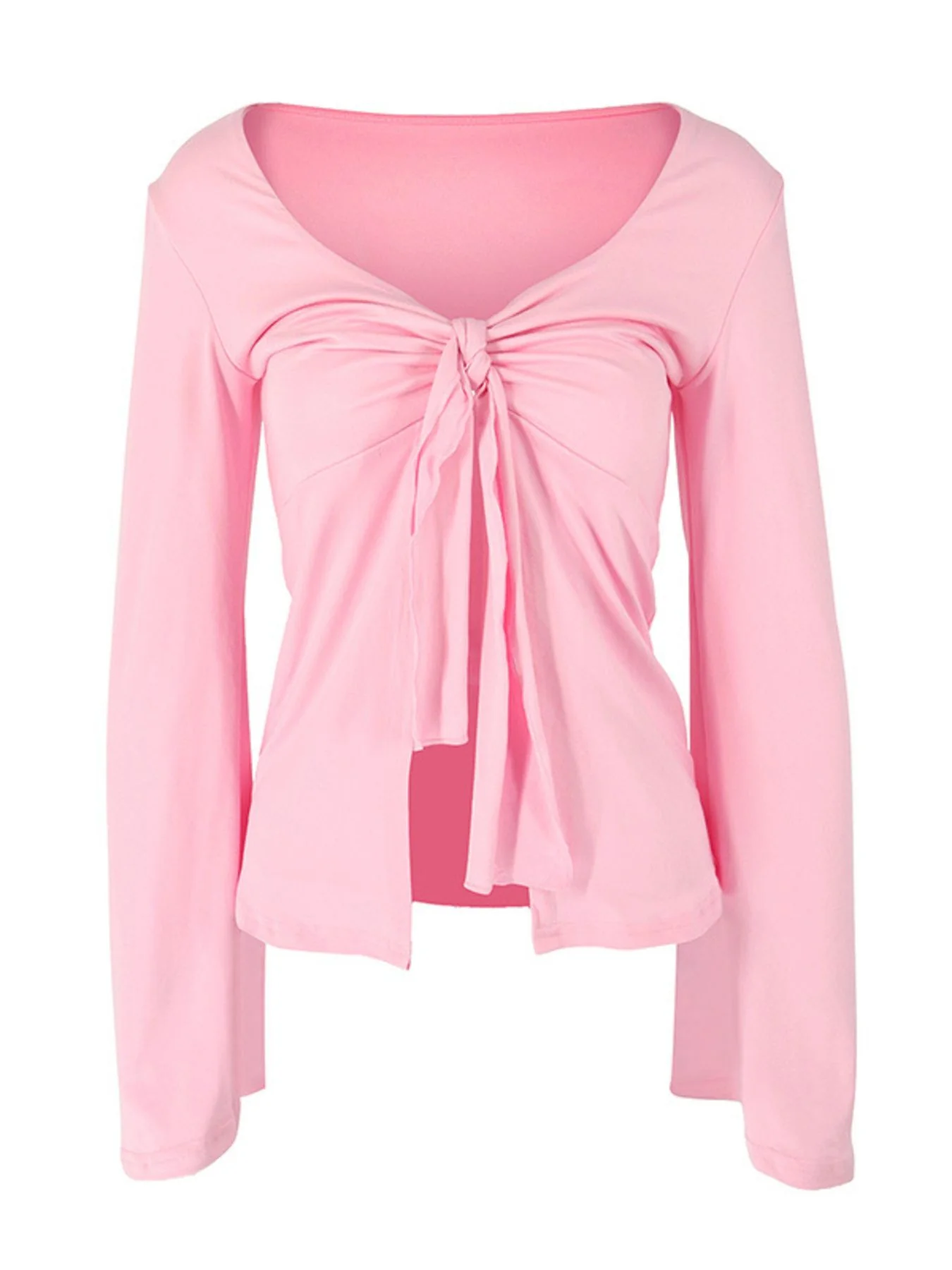Tie-Front Long Sleeve T-Shirt - Image 23