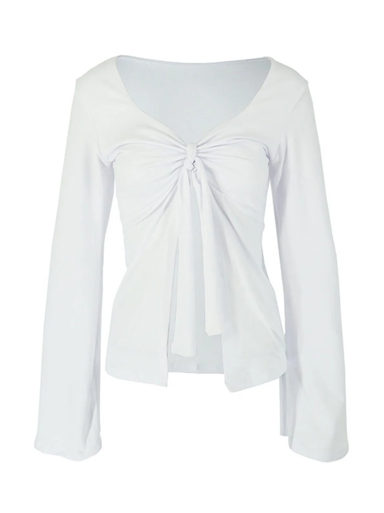 Tie-Front Long Sleeve T-Shirt - Image 3