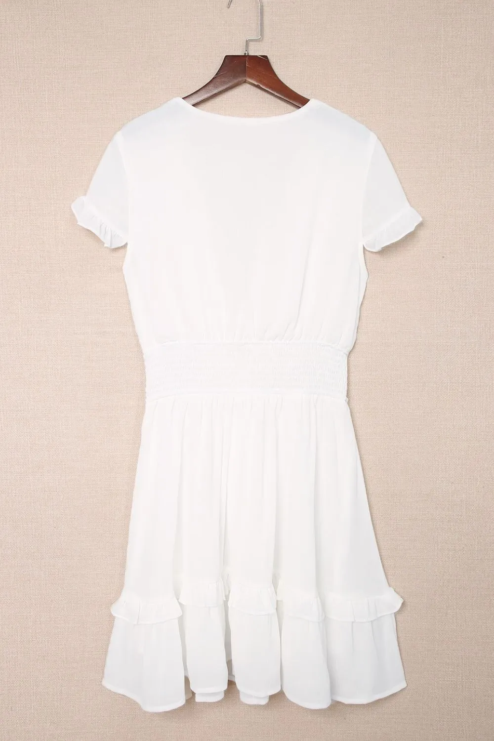 Tie-Front Mini Dress with Smocked Waist - Image 10