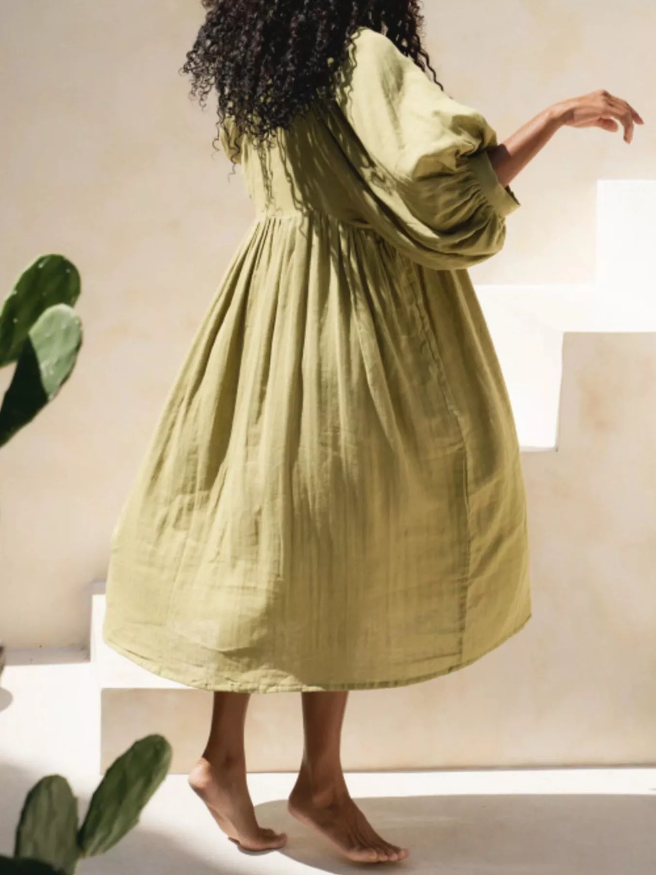Tie Neck 3/4 Sleeve Midi Dress - Image 18