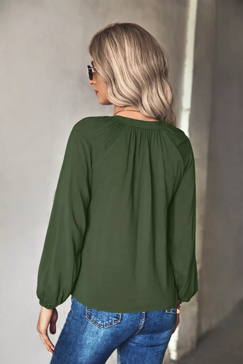 Tie Neck Long Sleeve Blouse - Image 2