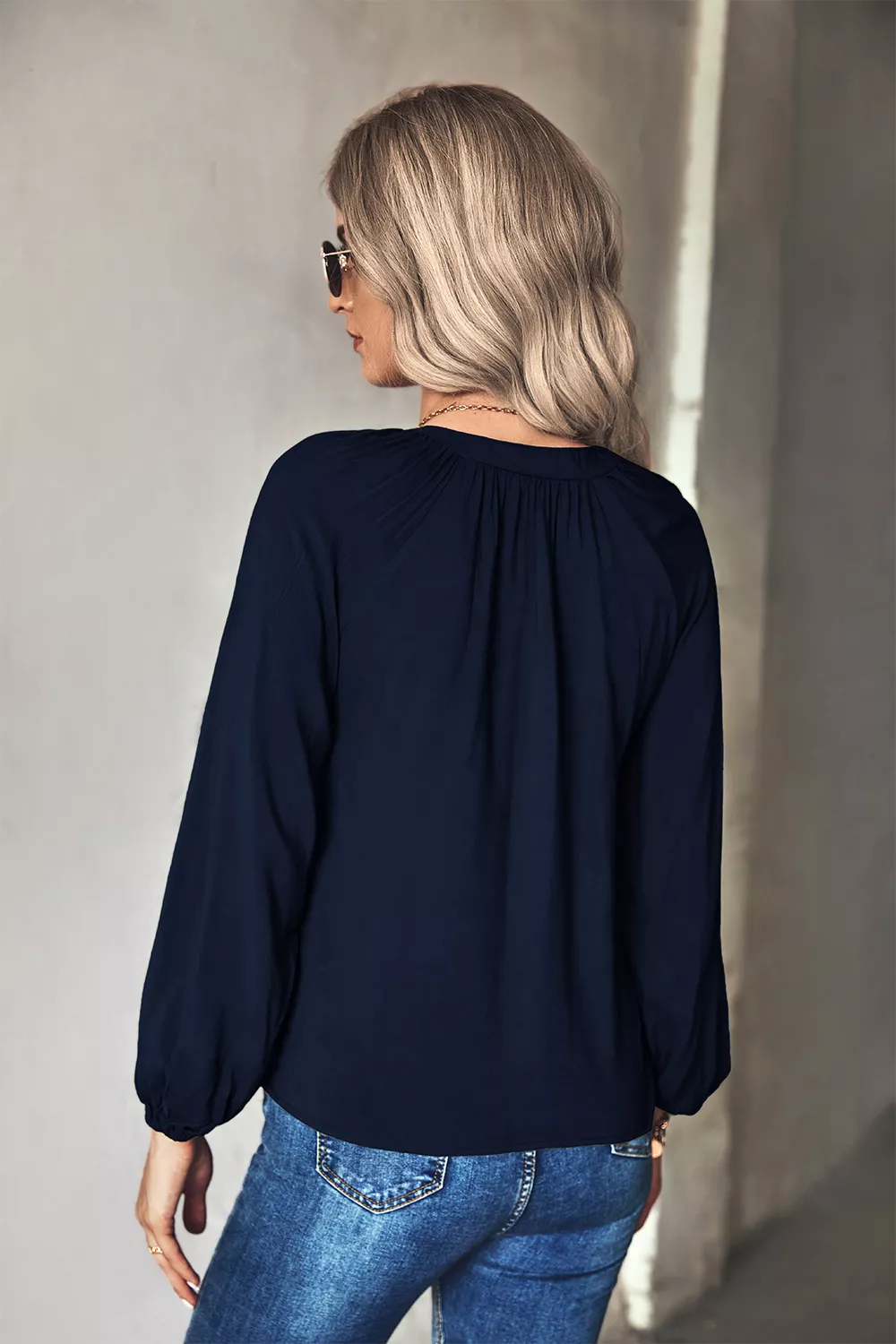 Tie Neck Long Sleeve Blouse - Image 7