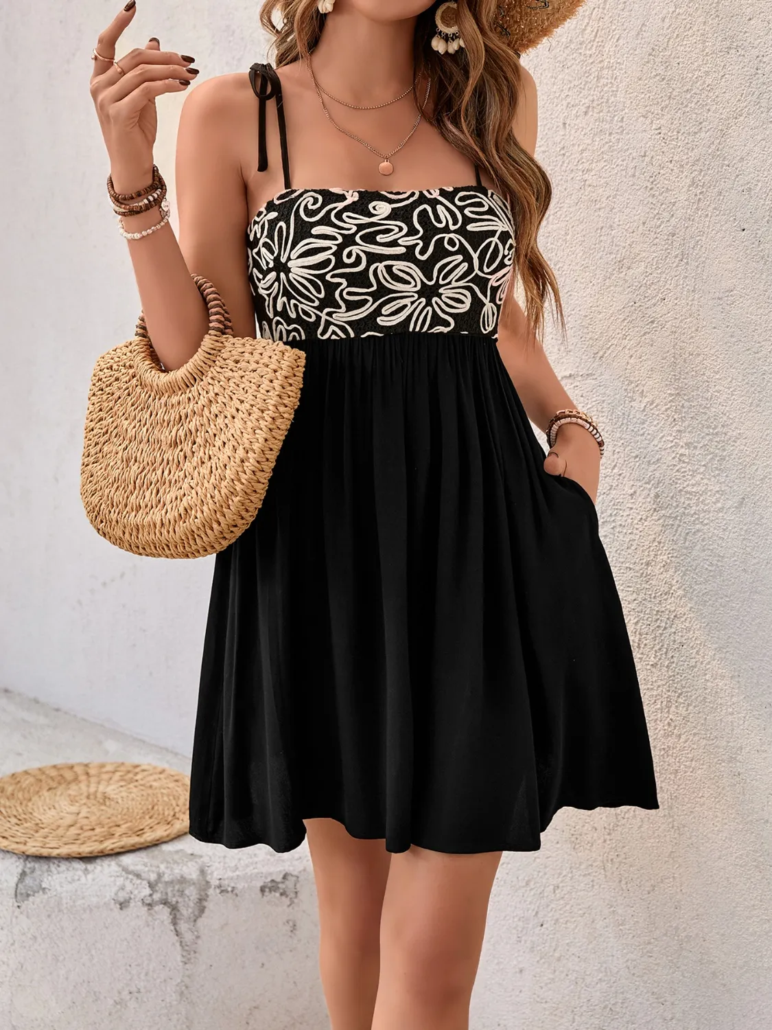 Tie Shoulder Mini Cami Dress - Image 2