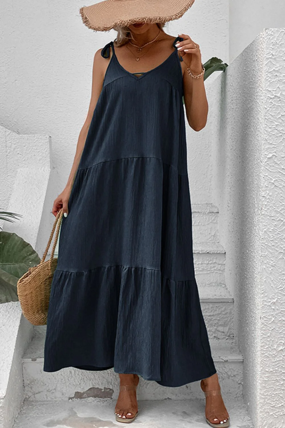Tie-Shoulder Tiered Maxi Dress - Image 4
