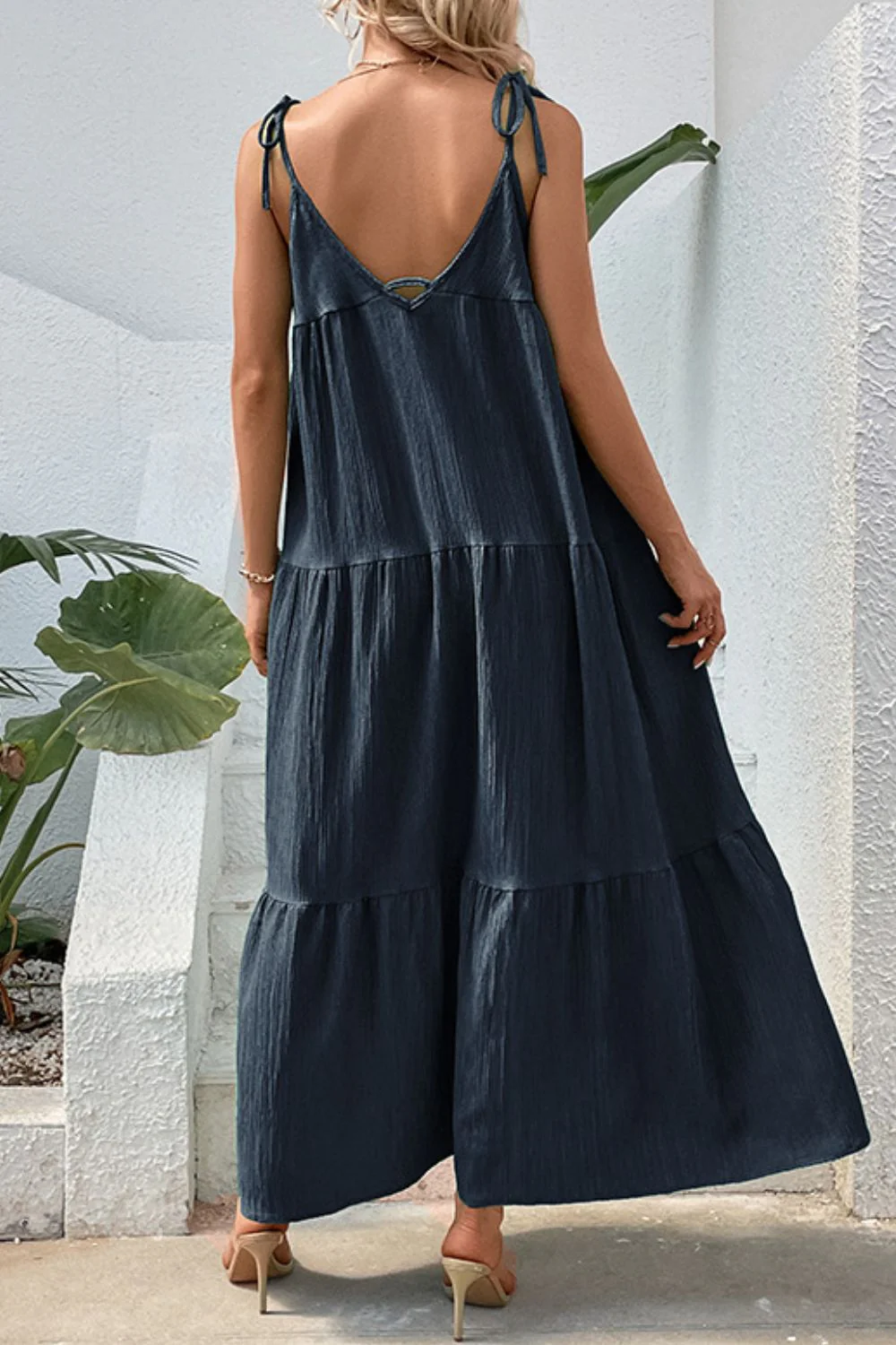 Tie-Shoulder Tiered Maxi Dress - Image 5