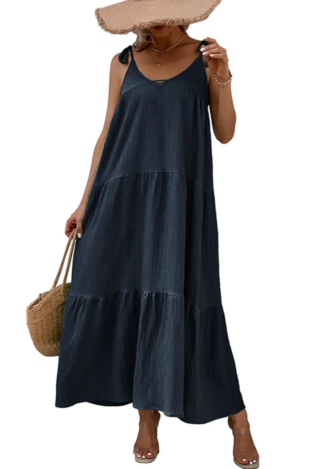 Tie-Shoulder Tiered Maxi Dress - Image 6