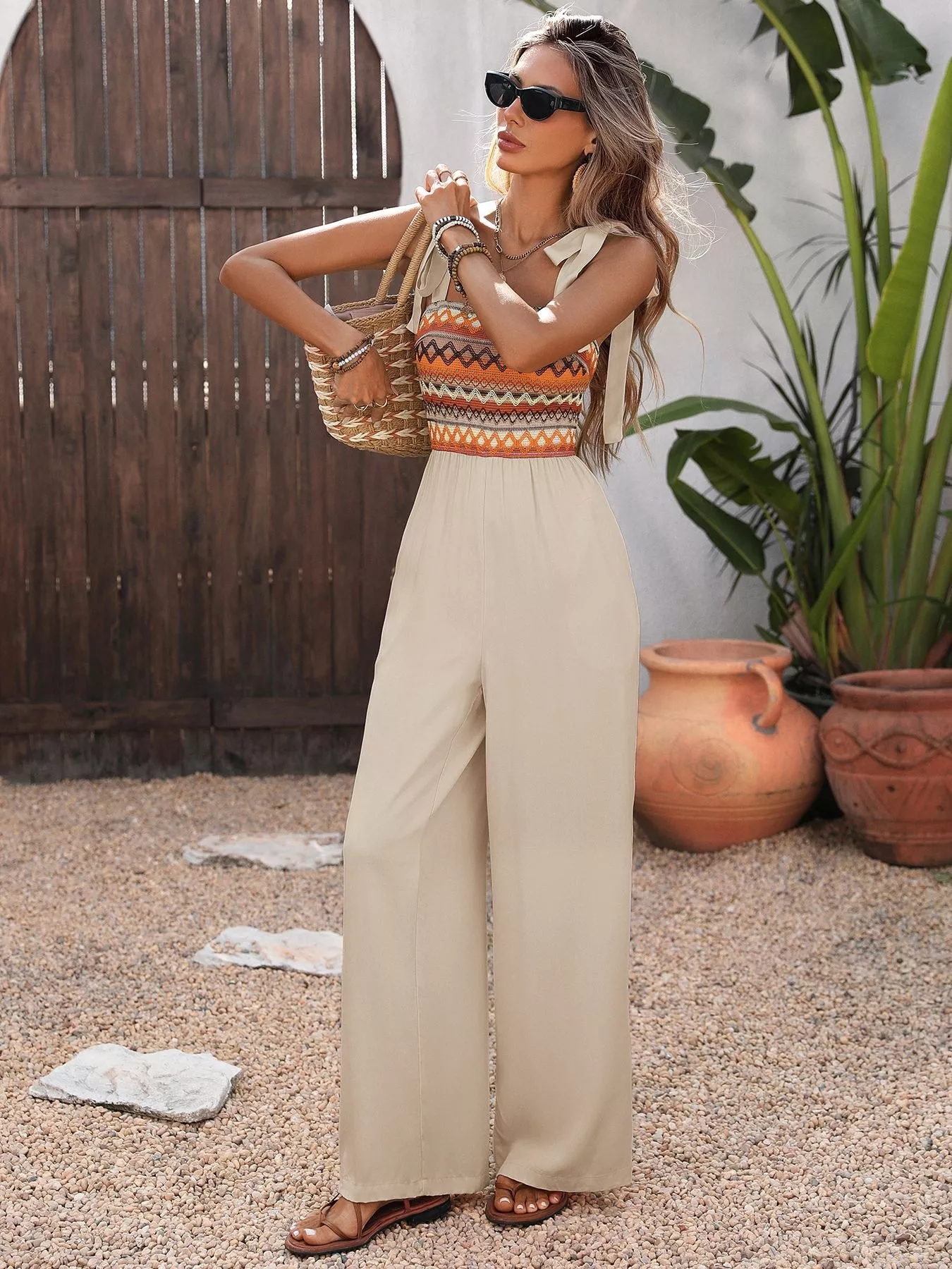 Tie Shoulder Wide Leg Jumpsuit - Image 14