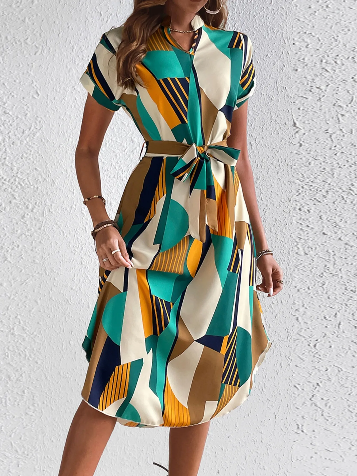 Tie Waist Short Sleeve Dress - Image 7