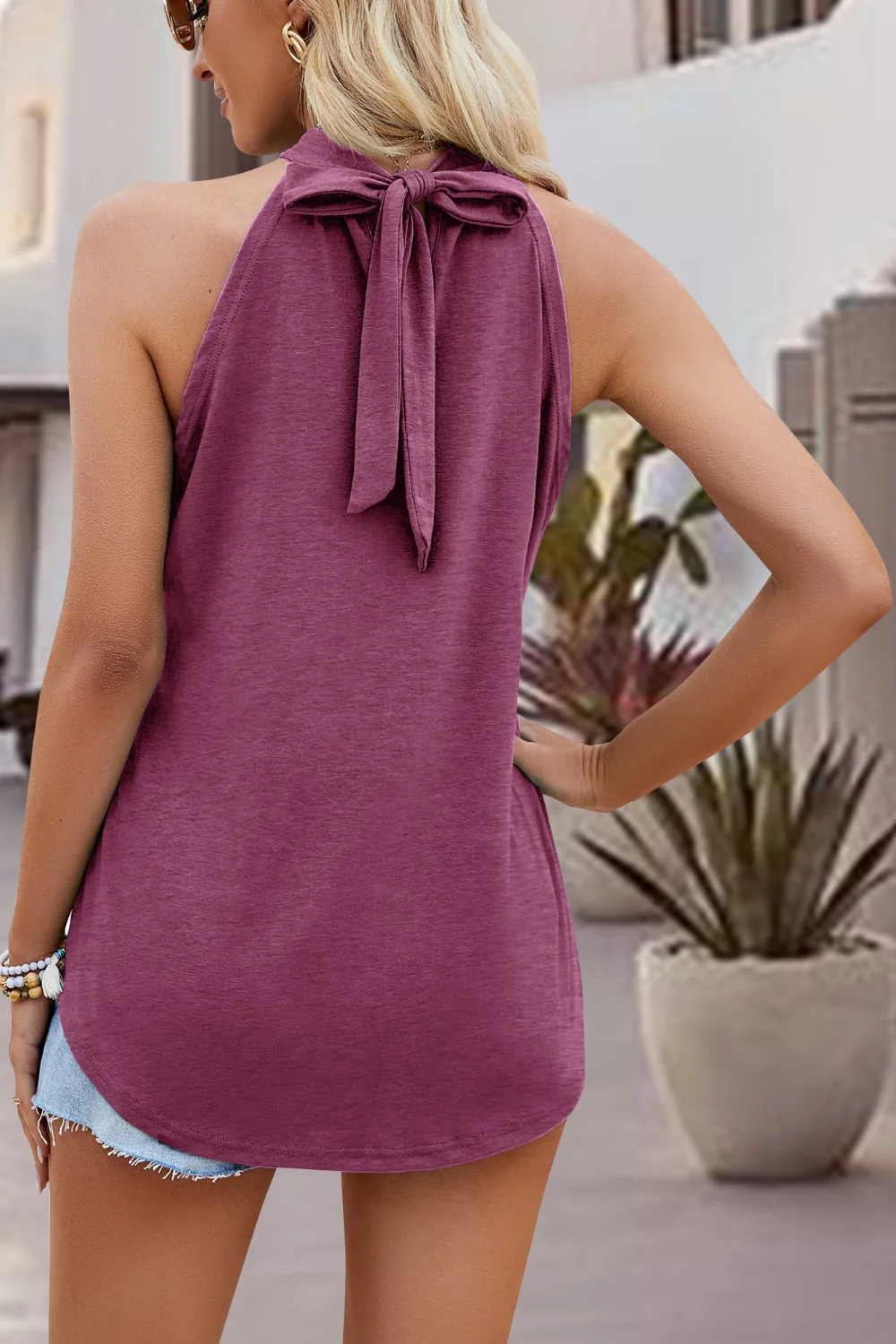 Tied Cutout Grecian Neck Tank - Image 27