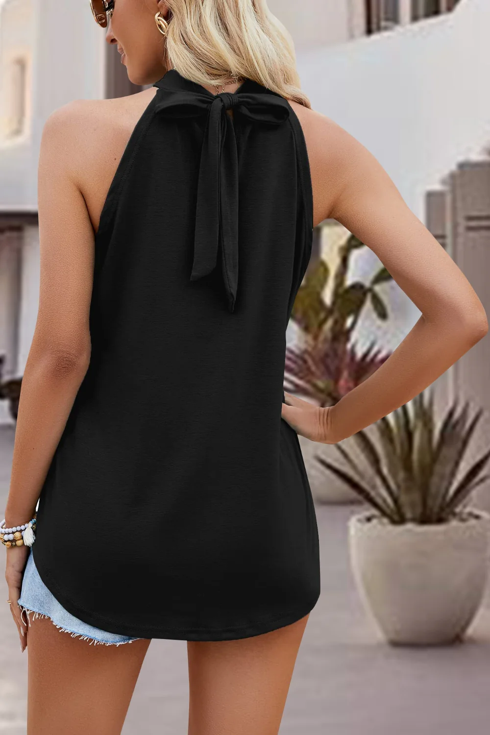 Tied Cutout Grecian Neck Tank - Image 8
