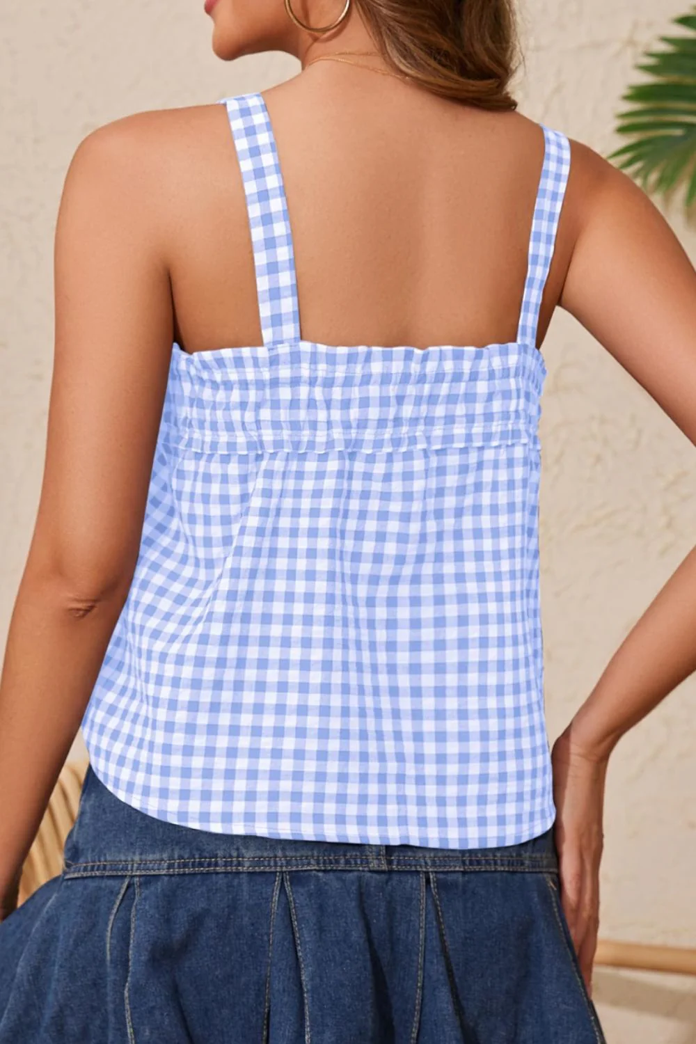 Tied Front Textured Square Neck Cami - Image 24