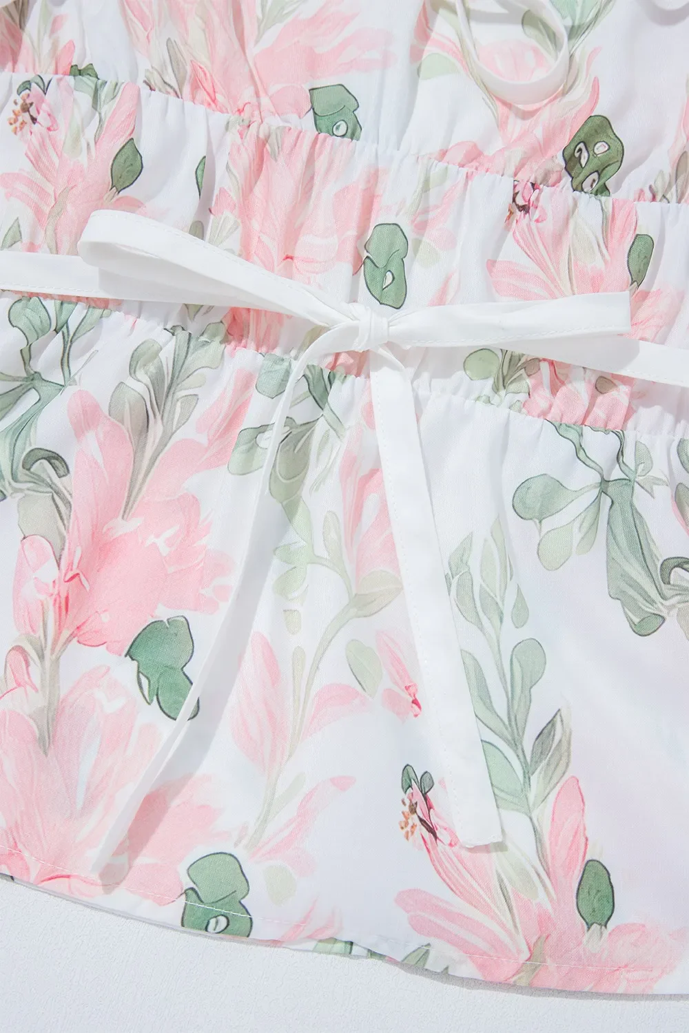 Tied Printed Short Sleeve Blouse - Image 7