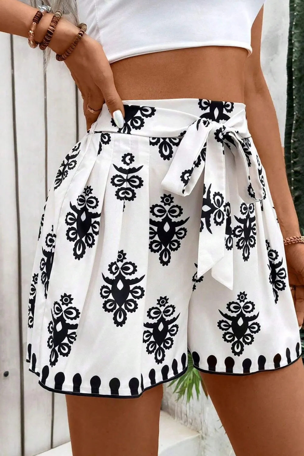 Tied Printed Shorts - Image 2