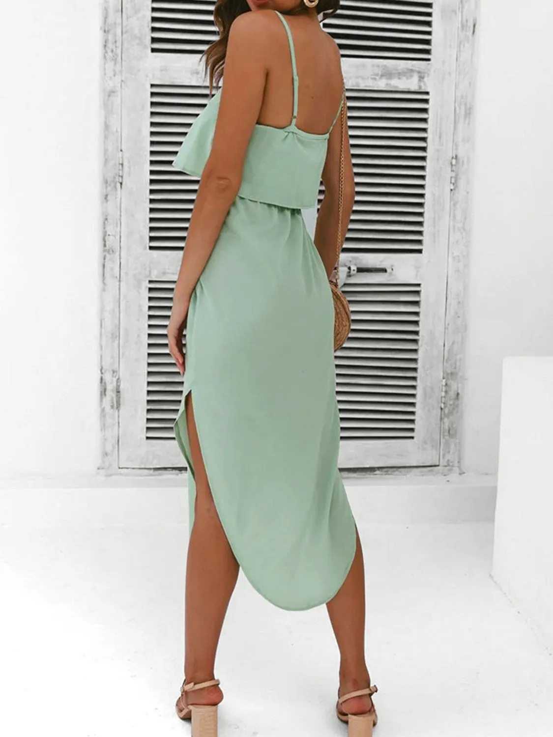 Tied Side Slit Midi Cami Dress - Image 3