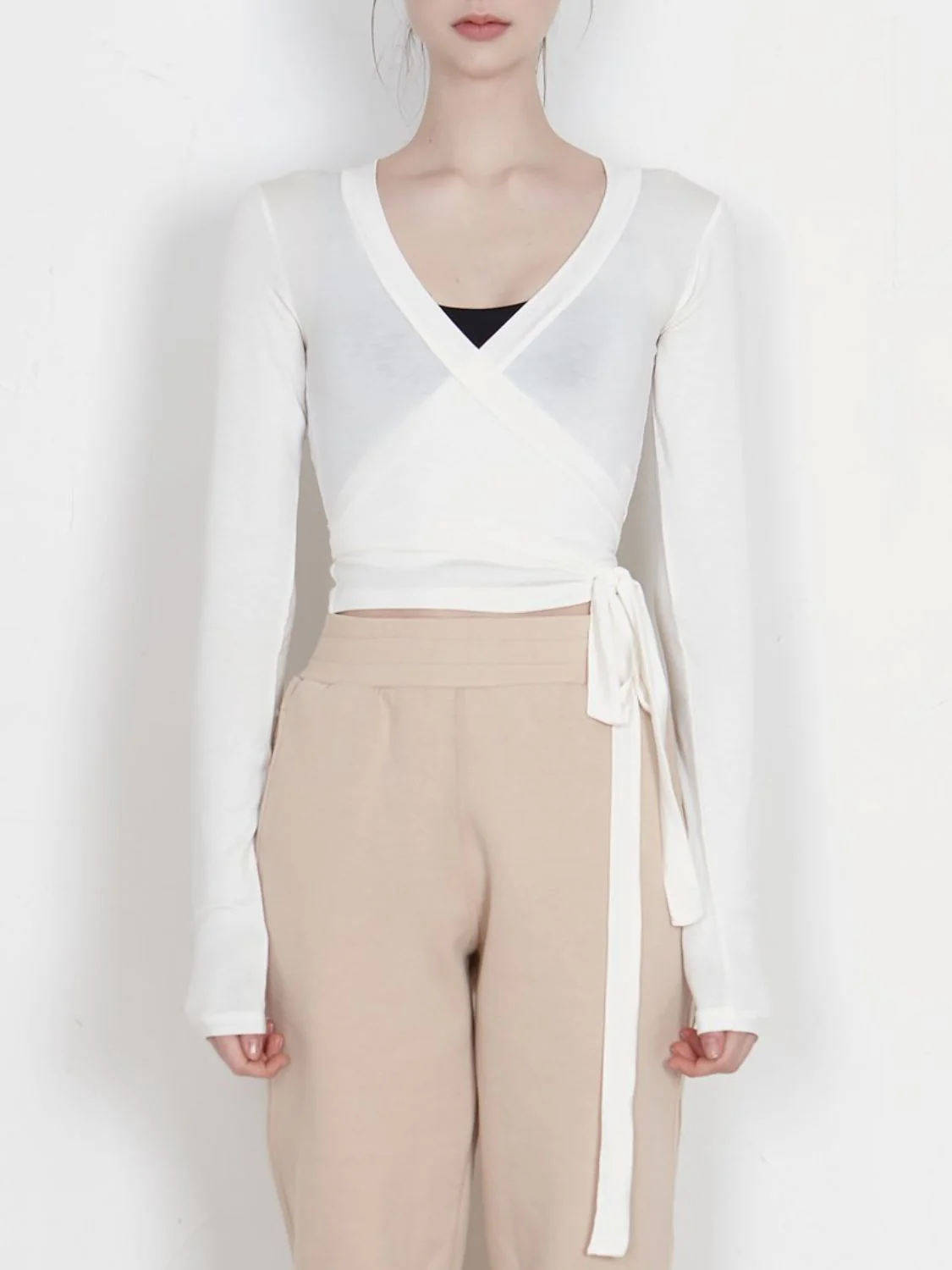 Tied Surplice Long Sleeve Top - Image 9