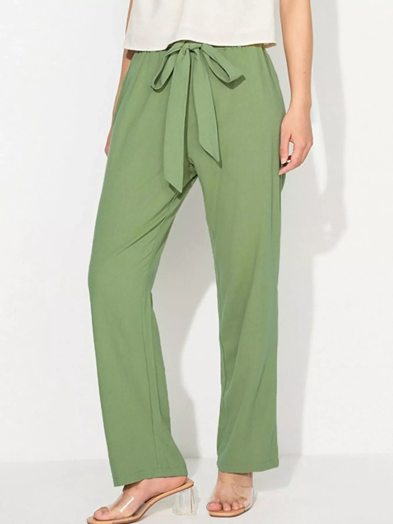 Tied Wide Leg Pants - Image 8