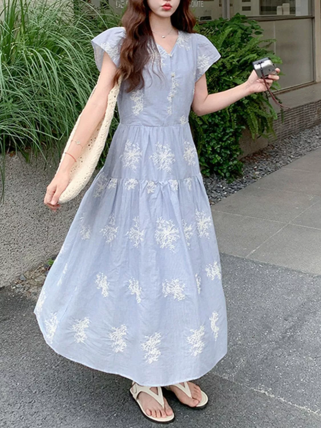 Tiered Cap Sleeve Midi Dress - Image 2