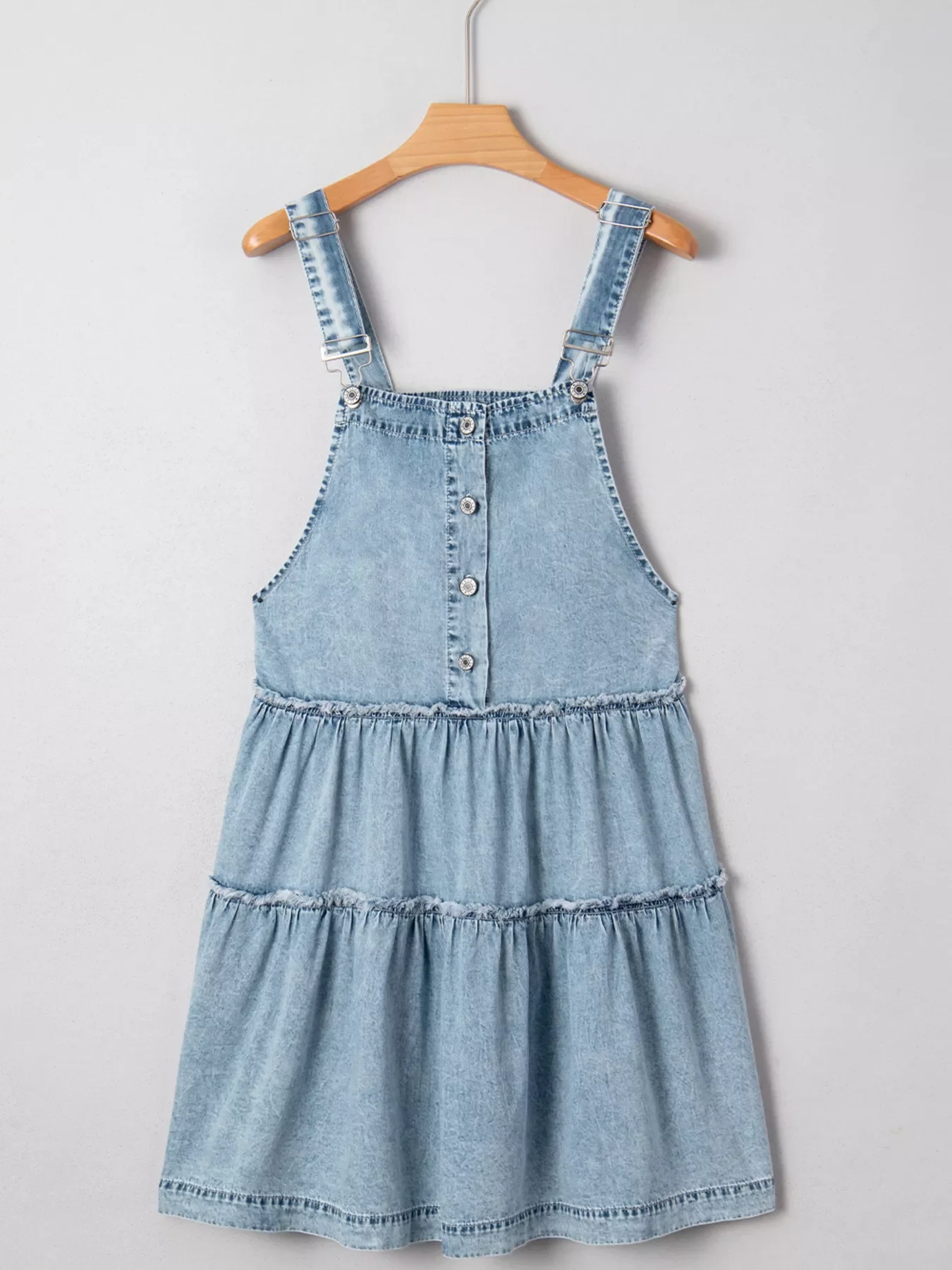 Tiered Flowy Overall Denim Dress - Image 2