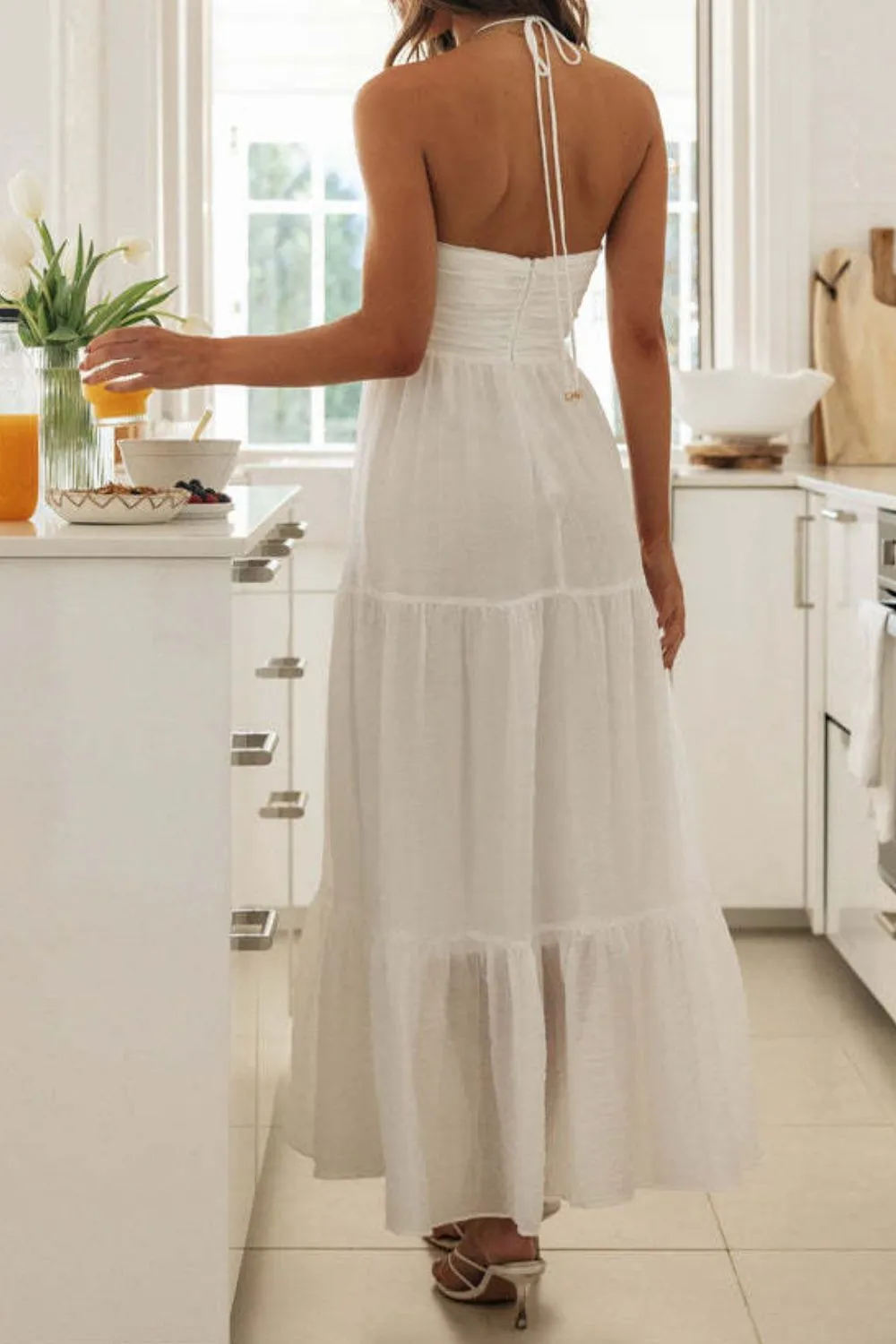 Tiered Halter Neck Printed Cami Dress - Image 12