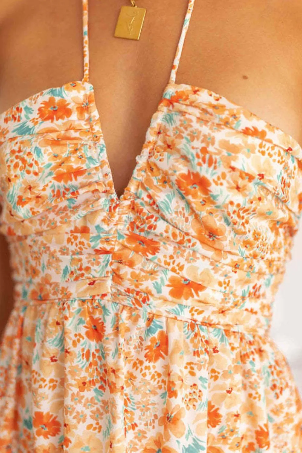 Tiered Halter Neck Printed Cami Dress - Image 3