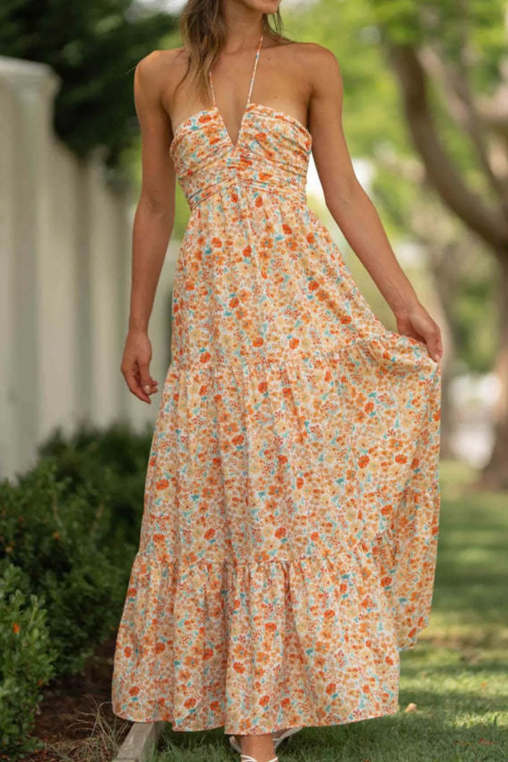 Tiered Halter Neck Printed Cami Dress - Image 7