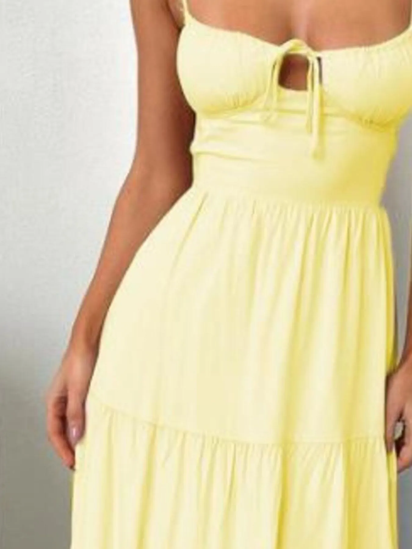 Tiered Lace Up Spaghetti Straps Maxi Dress - Image 20