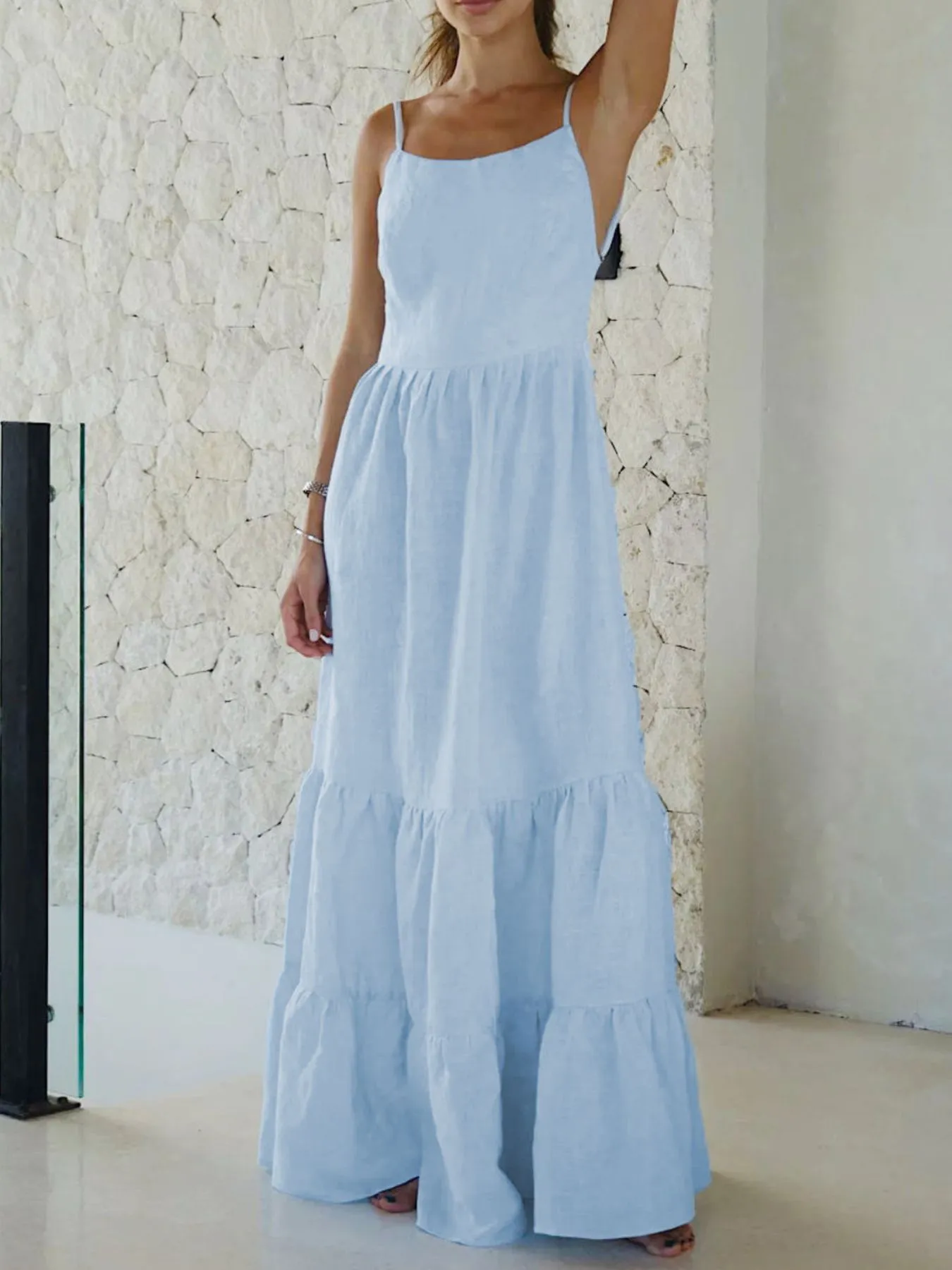 Tiered Maxi Cami Dress with Ruffled Hem - Image 8