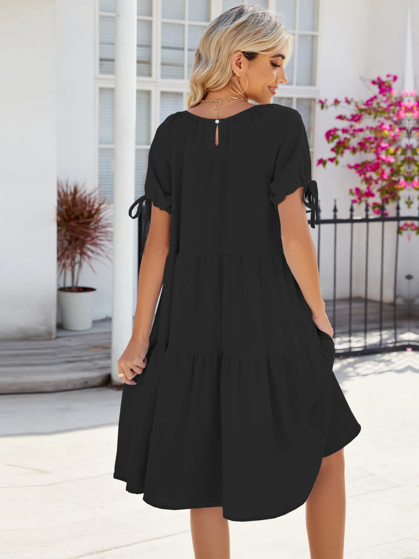 Tiered Round Neck Summer Dress - Image 7