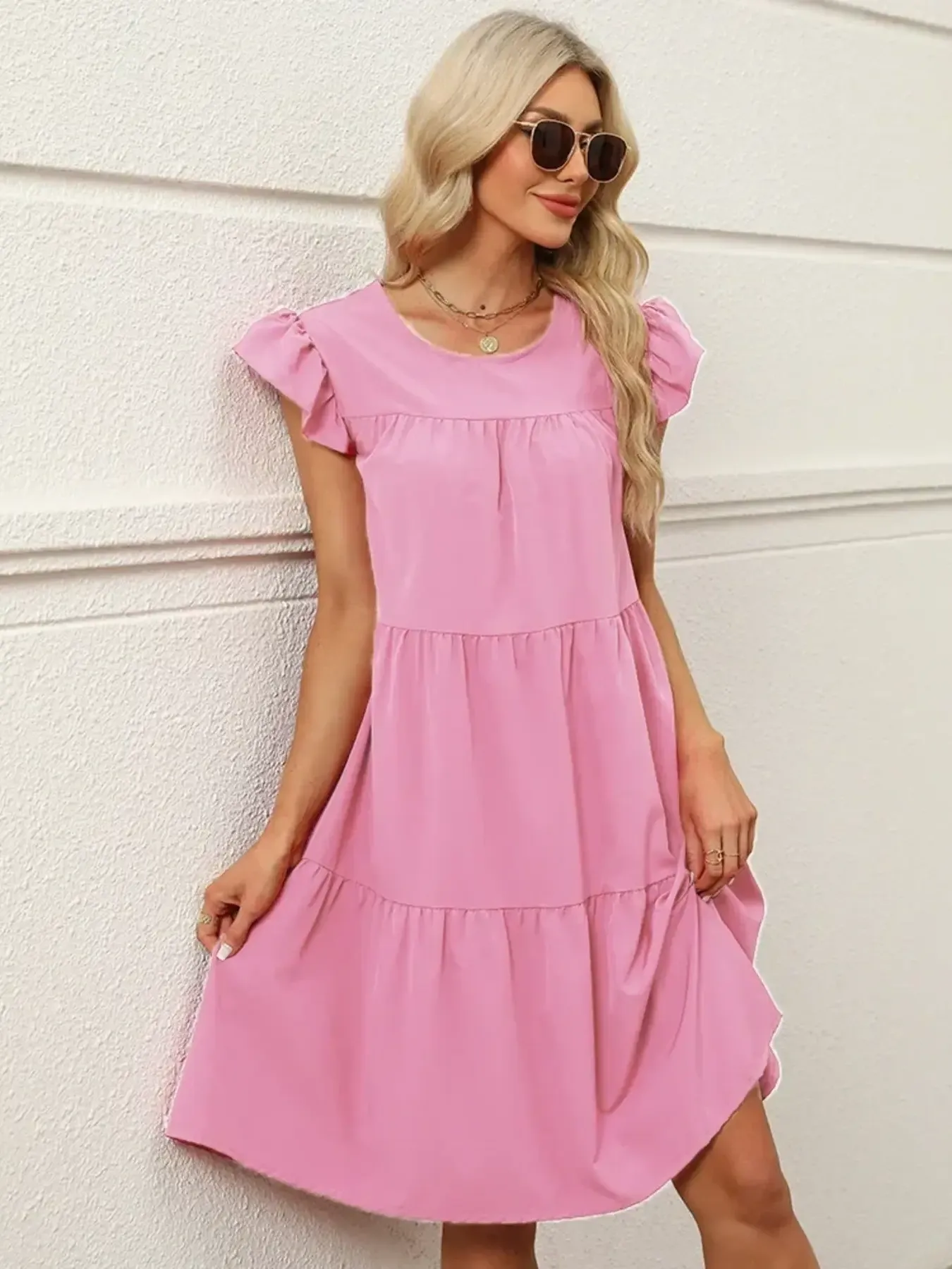 Tiered Ruffle Sleeve Mini Dress - Image 11