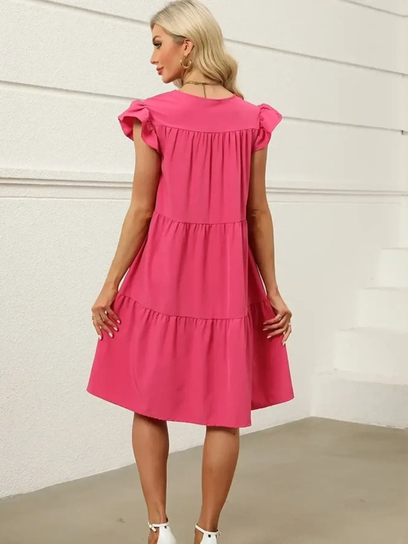 Tiered Ruffle Sleeve Mini Dress - Image 2