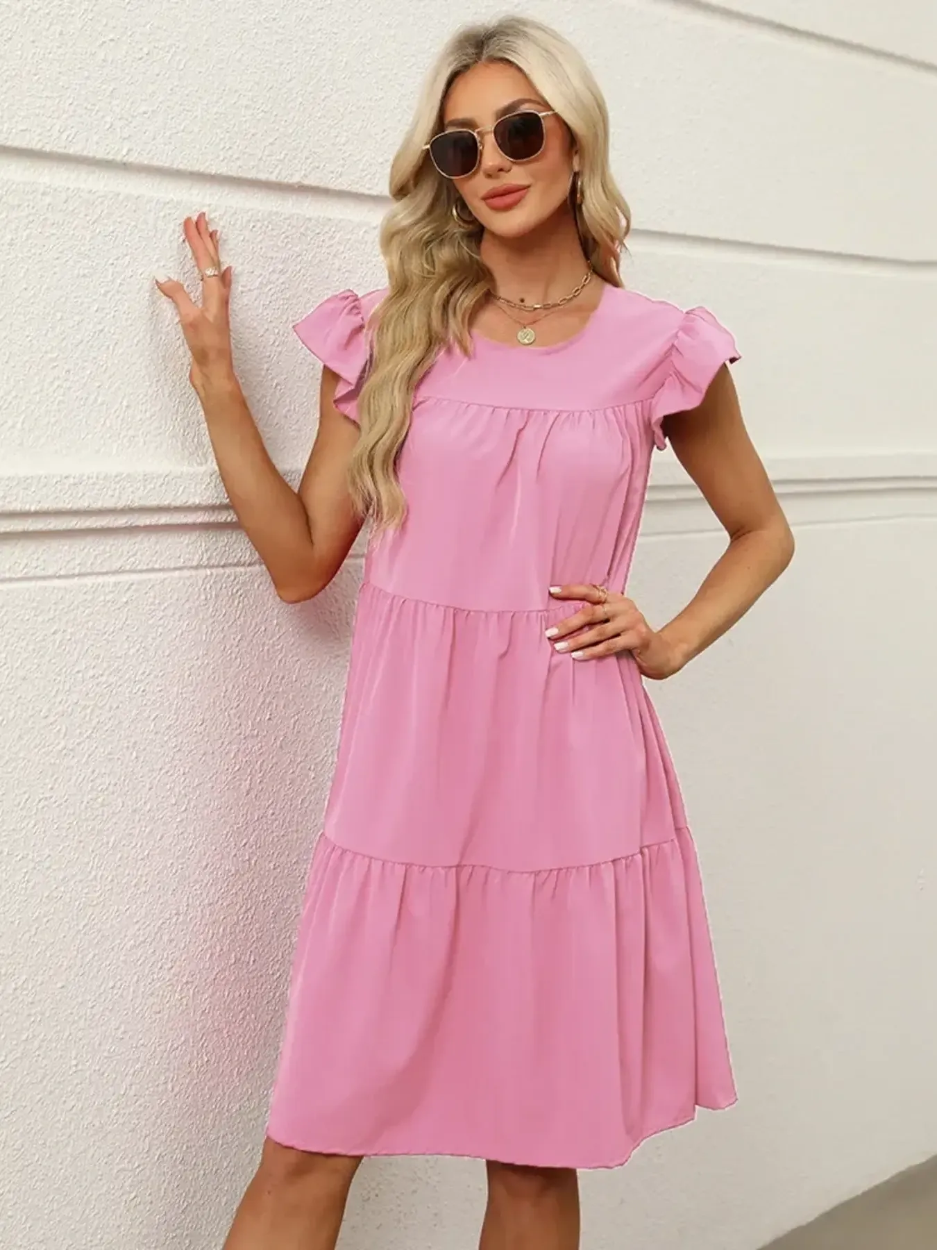 Tiered Ruffle Sleeve Mini Dress - Image 6