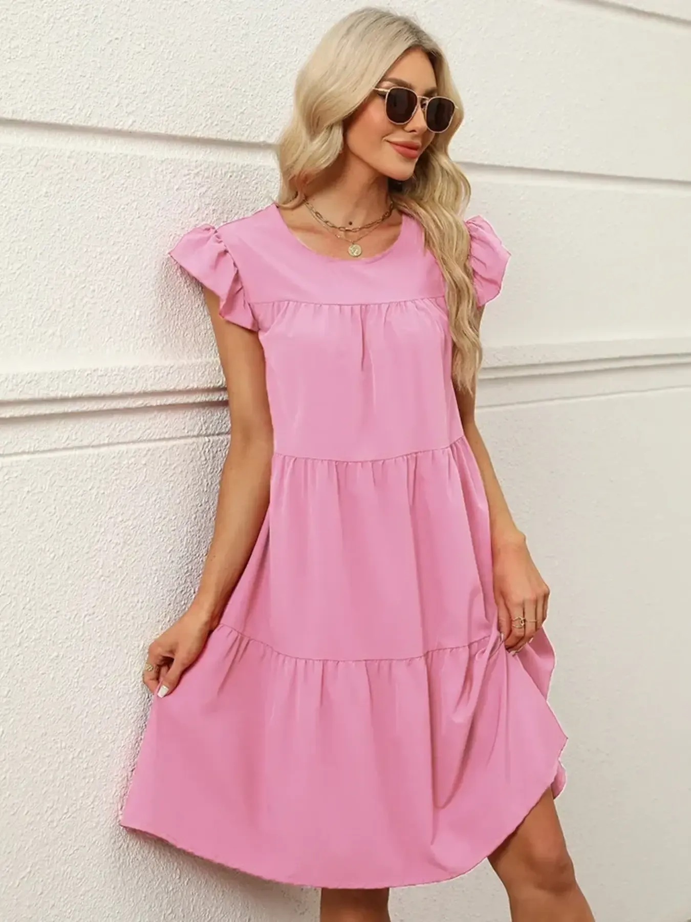 Tiered Ruffle Sleeve Mini Dress - Image 7