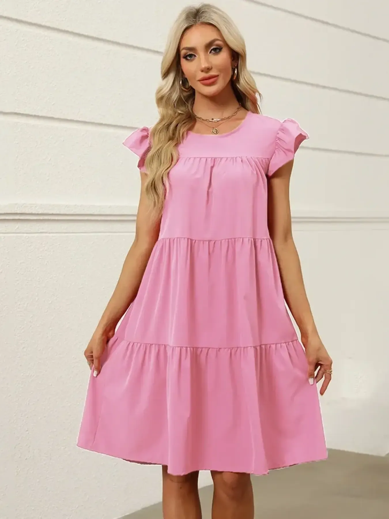 Tiered Ruffle Sleeve Mini Dress - Image 8