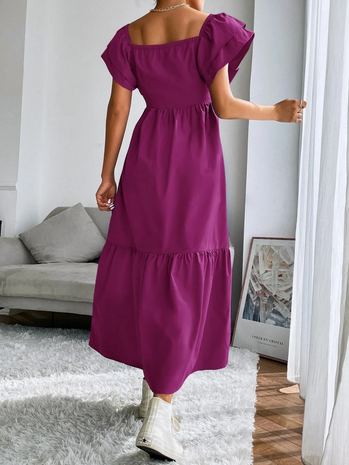 Tiered Square Neck Maxi Dress - Image 11