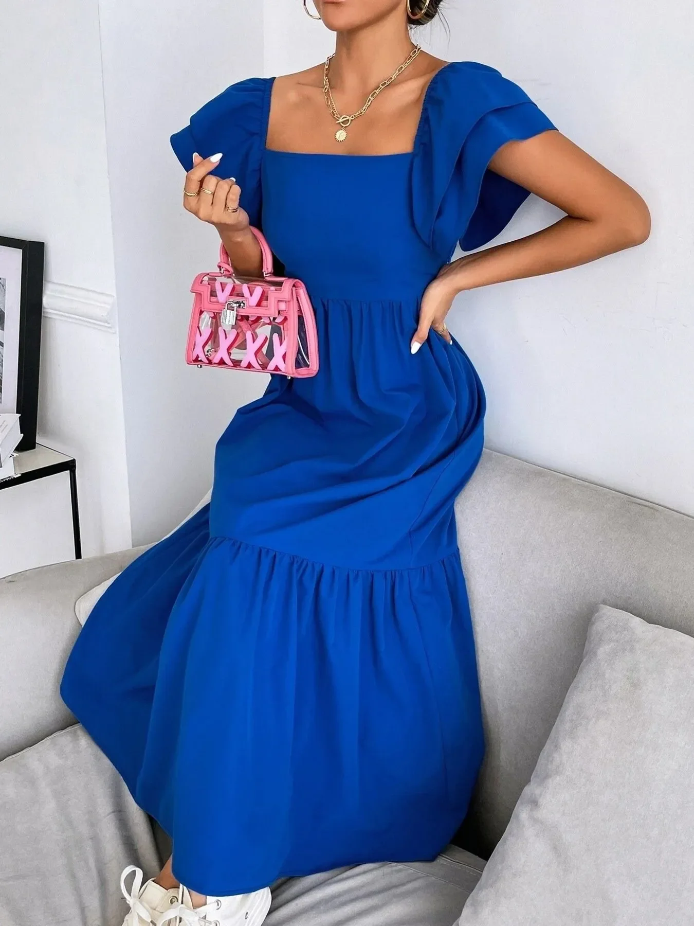 Tiered Square Neck Maxi Dress - Image 5
