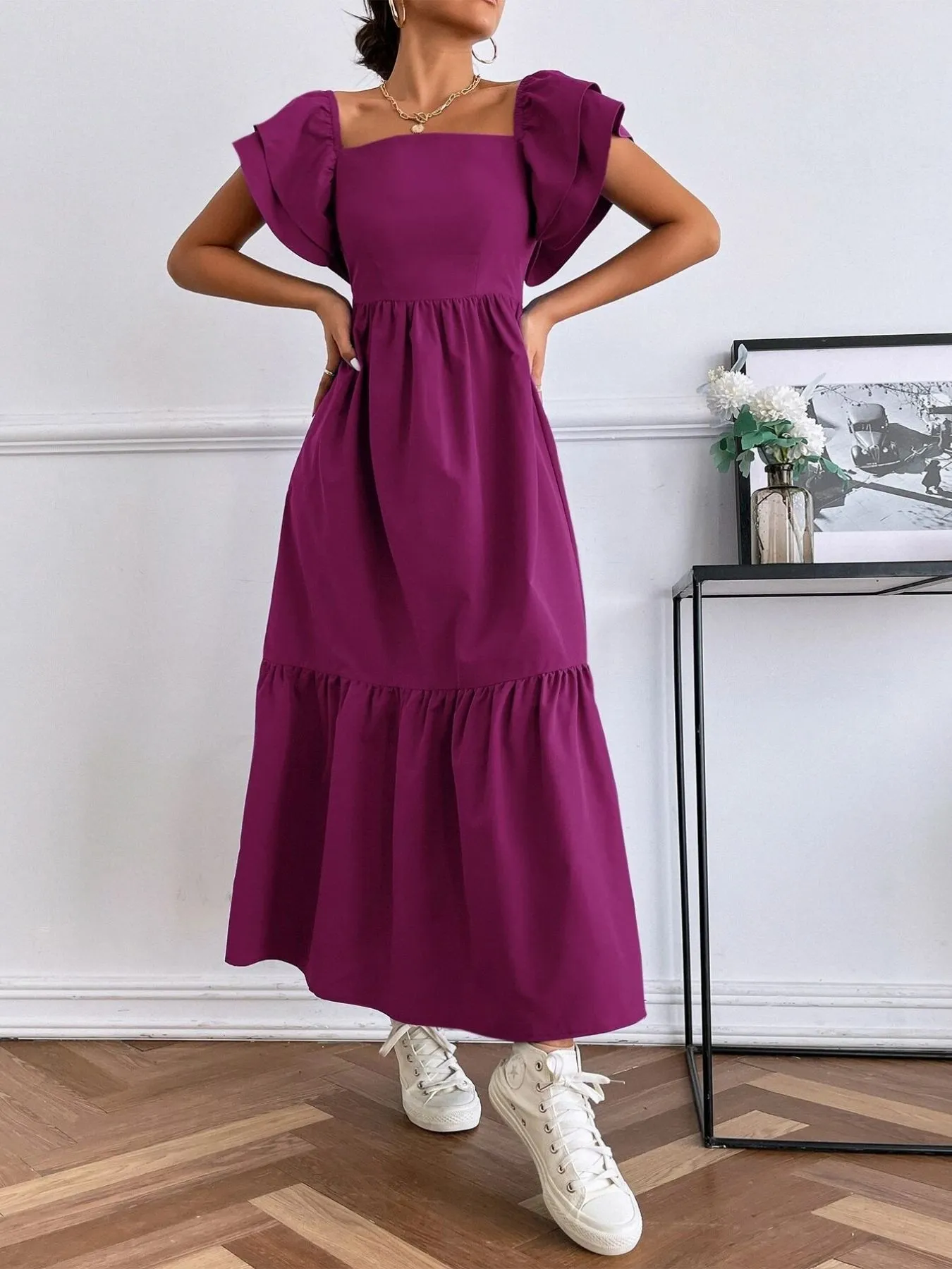 Tiered Square Neck Maxi Dress - Image 6