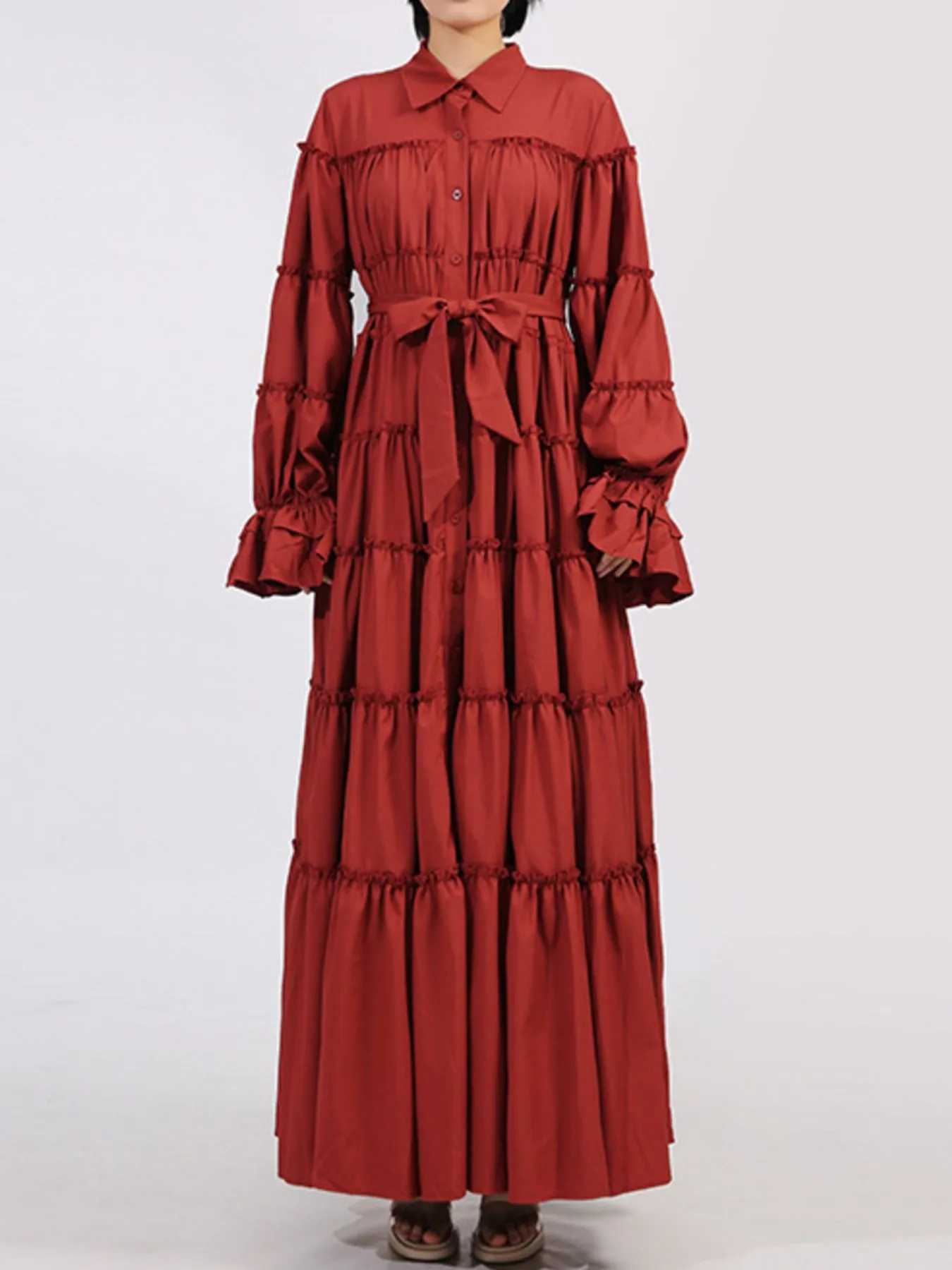 Tiered Tie Waist Maxi Dress - Image 14